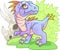 Cute prehistoric dinosaur velociraptor, funny illustration