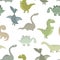 Cute prehistoric dinosaurs vector seamless pattern.