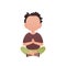 Cute preschool boy is engaged in meditating. Isolated. Cartoon style.