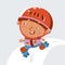 Cute preschooler boy riding on roller skates on track in park. Sport and children. Vector cartoon illustration for