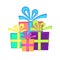 Cute present symbol with bright flat gift boxes