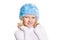 Cute preteen girl wearing blue hat