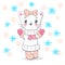 Cute, pretty love cat illustration.