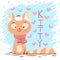 Cute, pretty love cat illustration.