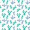 Cute Prickly pear cactus pattern, hand drawn