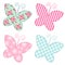 Cute primitive retro butterflies as textile patch applique