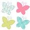 Cute primitive retro butterflies as textile patch applique