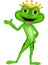 Cute prince frog cartoon presenting