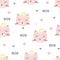 Cute princess cats seamless pattern