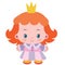 Cute princess with crown in flat style, cartoon illustration, isolated object on white background, vector