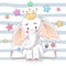 Cute princess elephant - cartoon characters.