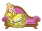 Cute princess falls asleep on the sofa with a book color variation