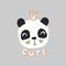 Cute princess panda vector illustration. Funny Cartoon animal character.