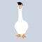 Cute and proud graduate goose character. Geese head in graduation hat. Vector isolated illustration