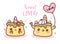 Cute pudding cup cake cartoon Animal lover vector, Nursery wall, Girly doodles. Valentines day invitation.