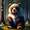 Cute puffy bear in the magical forest