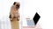 Cute pug dog looking , searching or browsing online the internet , with laptop pc computer screen. Clipping path on notebook