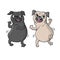 Cute pugs. Vector hand drawn cartoon illustration.