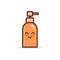 Cute pump plastic bottle cartoon comic character with smiling face happy emoji kawaii style gel foam or liquid soap