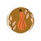 Cute Pumpkin butternut squash and leaves icon vector, illustration on circle with brush texture, for fall autumn social media stor