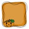 Cute pumpkin smiling, bright square Halloween frame, copy space, cartoon vector