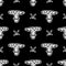 Cute punk fly agaric fungi monochrome lineart vector pattern. Grungy alternative home decor with cartoon poisonous