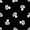 Cute punk rock fly agaric mushroom monochrome lineart vector pattern. Grungy alternative home decor with cartoon