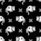 Cute punk rock rat monochrome lineart on black background vector pattern. Grungy alternative checkered home decor with