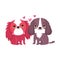 Cute puppies sitting love hearts cartoon pets