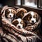 Cute puppies staying warm - ai generated image