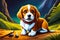 Cute puppy 3D cartoon style.