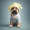 cute puppy baby dog with Easter eggs and Easter outfit and rabbit ears AI Generated