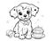 Cute Puppy Birthday Coloring Pages Drawing For Kids