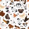 Cute puppy and dog mixed breed seamless pattern