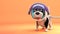 Cute puppy dog wears spacesuit while exploring Mars, 3d illustration