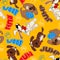 Cute puppy dogs in a seamless pattern