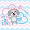 Cute puppy gets heart padlock and key vector cartoon