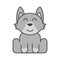 Cute puppy in gray colors. Satisfied face. Isolated vector illustration on white background.