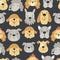 cute puppy heads pattern on a dark background