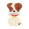 Cute puppy holds a bone in his teeth. Vector illustration on white background.