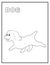 Cute puppy, little dog black and white coloring page with name. Great for toddlers and kids any age.