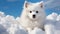 Cute puppy playing in the snow, a fluffy winter friend generated by AI