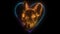 Cute puppy pug in heart digital neon video