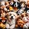 Cute puppy surrounded by soft toys - ai generated image