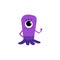 Cute purple alien baby with one eye giving thumbs up