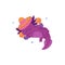 Cute purple Axolotl playing maracas with sombrero hat, vector cartoon happy amphibian reptile, Mexican little salamander