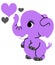 Cute Purple Baby Elephant on a white or transparent background
