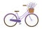 Cute purple bike with lavender flowers in basket