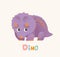 Cute Purple Cartoon Baby Dino. Bright Colorful dinosaur. Childrens illustration. Isolated. Vector
