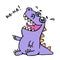 Cute purple dragon funny laughs. Vector illustration.